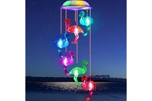 WANQDG Solar Wind Chimes - Flamingo Decorations Gifts for mom/Grandma/Women/Daughter/Neighbors,Outdoor Decor Waterproof Color Changing Lights,Memorial Wind Chimes,Birthday Gift,Gardening Gift,mom's Best Gift