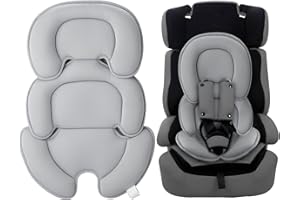 PandaEar Baby Car Insert Cushion Pad, Infant Head & Body Support Pillow for Car Seats, Strollers,Carriers, Machine Washable & Portable -Grey