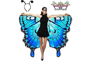WhiteUniQoon Double-Sided Printing Butterfly Costume for Women, Halloween Costumes Adult Butterfly Wings for Women