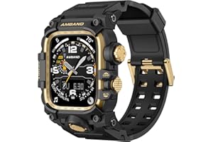 amBand M3 Rugged Case with Band Designed for Apple Watch Series 9/8/7 45mm - Black Gold