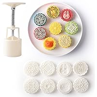 Mooncake Mold Set, Mooncake Press Molds, Mid Autumn Festival DIY Hand Press Cookie Stamps Pastry Tool with 50g 8pcs Mode Patt