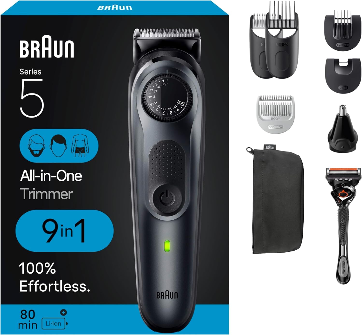 Photo 1 of Braun All-in-One Style Kit Series 5 5470, 9-in-1 Trimmer for Men w/Beard Trimmer, Body Trimmer for Manscaping, Gillette Fusion5 ProGlide Razor, 40 Length Settings, Rechargeable Battery, Cordless