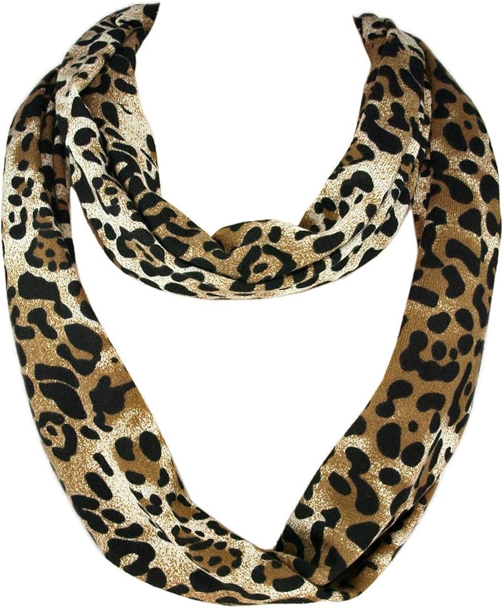 Leopard Animal Print Infinity Loop Fashion Scarf, Brown2 at Amazon