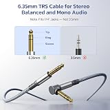 RUXELY 6.35mm TRS Instrument Cable 1M 2-Pack Right Angle 1/4 Inch Jack view 2