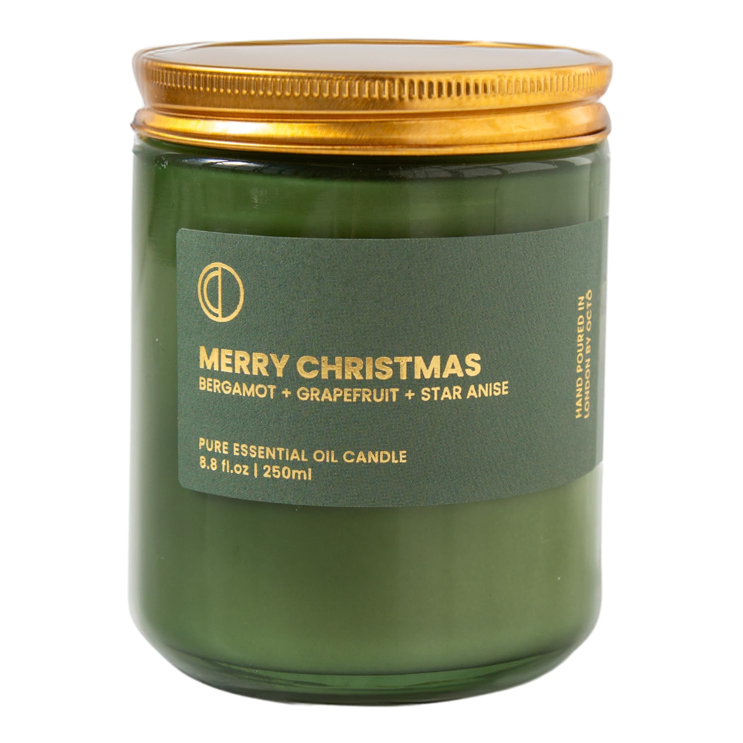 OCTŌ Merry Christmas Candle | Bergamot + Grapefruit + Star Anise | Long Burning 100% Natural Candle up to 45 Hours
