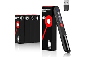 NinjajoyOX Rechargeable Presentation Clicker for Green Light Pointer, Wireless Presenter for Powerpoint Presentations, Plug & Play Compatible with Laptop, Computer, Mac (5pcs Basic)