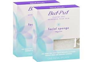 Buf-Puf Facial Sponge, Dermatologist Developed, Removes Deep Down Dirt & Makeup That Causes Breakouts and Blackheads, Reusable, Exfoliating, White, 2 Count