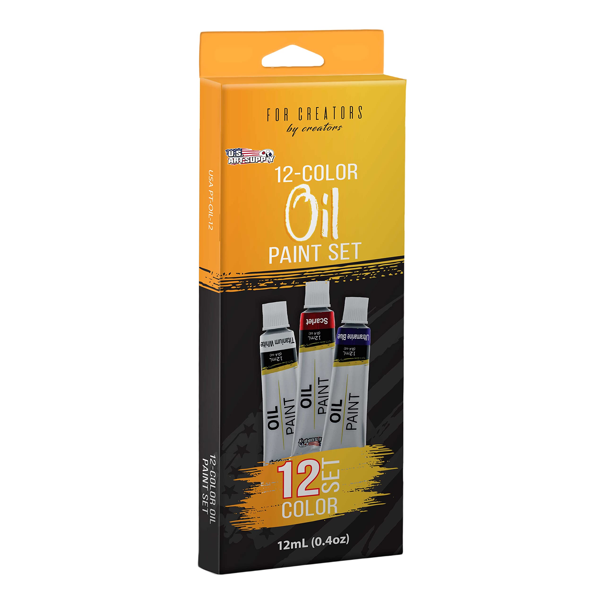 U.S. Art Supply 12 Color Oil Paint Set – 12ML Tubes With Vibrant Colors for Artists of All Levels – Blendable, Long-Lasting Paints With Smooth Consistency for Canvas, Wood, and Other Art Surfaces