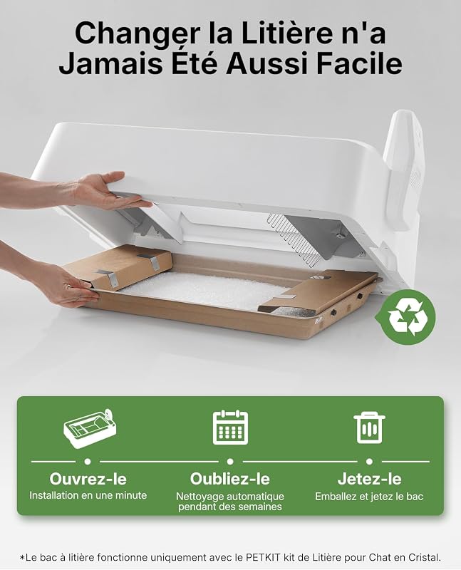 PUROBOT Crystal Duo Litiere Chat Autonettoyante avec Caméra IA | Espace Ouvert，Contrôle Via App, avec Capot, Surveillance de Santé, Double Désodorisation, Convient aux Grands Chats