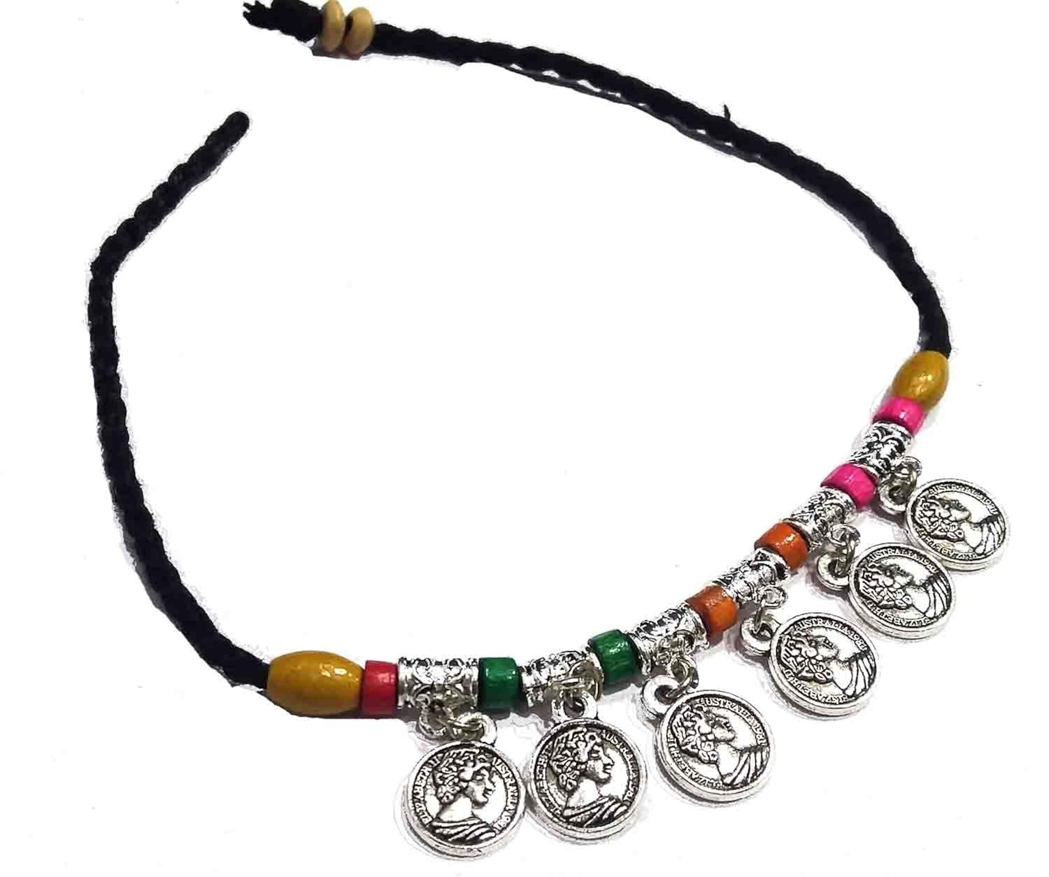 gurajri girl's lac coin thread anklet for girl's(multicolour)