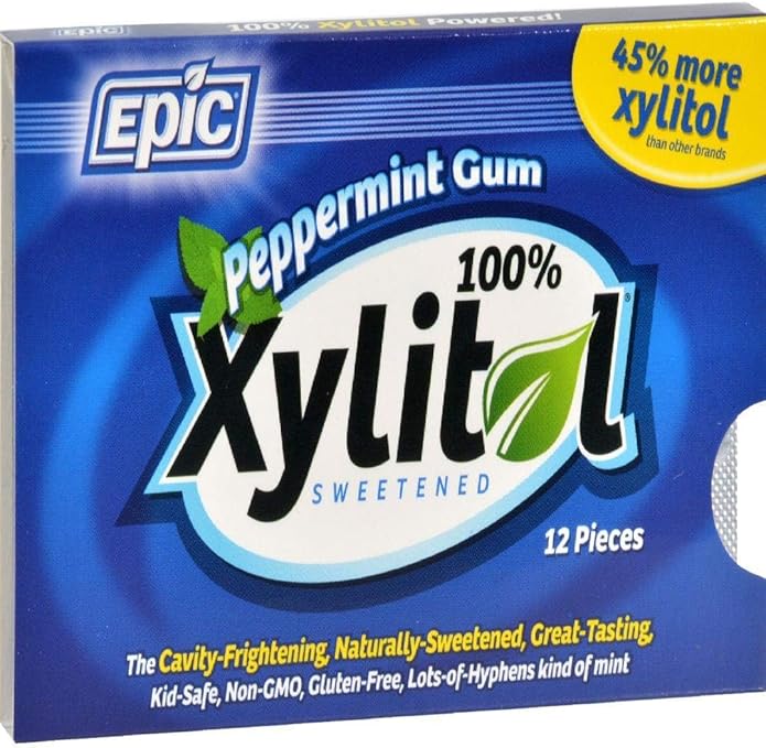 Epic Dental 100 Xylitol Sweetened Gum, Peppermint, 12 Count Amazon.ca Grocery