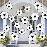 24 Pcs Inflatable Mini Soccer Balls Soccer Party Decorations Small Soccer Balls with Hanging Rope Hooks Summer Swimming Pool Beach Ball Water Games Blow up Sport Toys Beach Birthday Party Decorations
