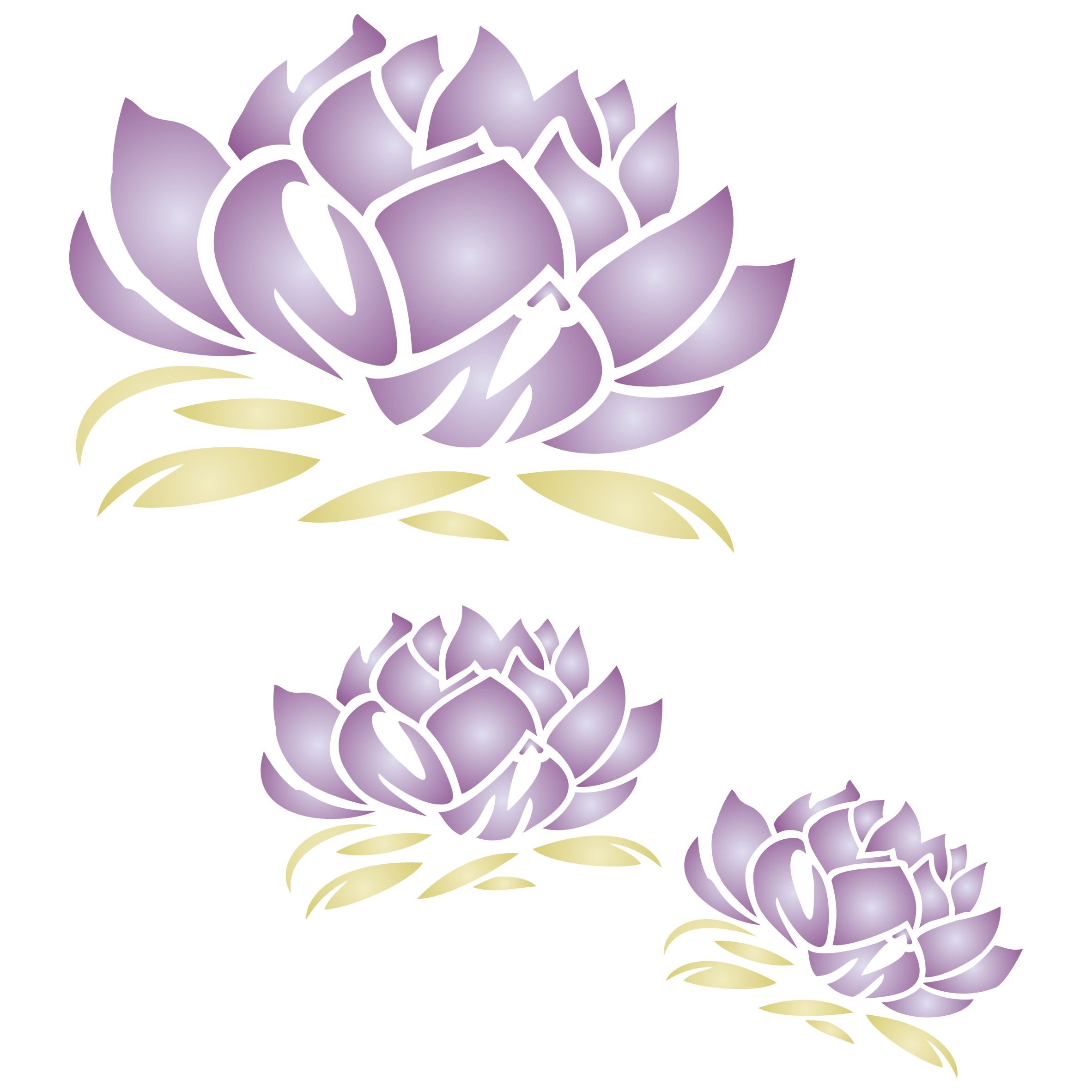 Lotus Blossom Stencil - 16.5 x 16.5cm (S) - Reusable Large Fancy Floral Mural Wall Stencil Template