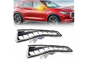PGTOPONE Smoked Lens 3 in 1 Performance Dynamic Sequential Blink LED Side Mirror Turn Signal Light Strip Assembly White Light Parking Puddle Light Lamp Kit For Infiniti Q50 Q60 Q70 QX30