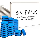 Dry Erase LapBoards, PANDRI 36 Pack Double Sided 12.5 x 9 Inch Whiteboards with 36 Erasers, Dry Erase Boards for Office Stude