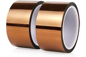 BOMEI PACK Polyimide Tape, 2 Pack High-Temperature Resistant Tape 2inch x 33m(108ft), No Residue Heat-Resistant Tape for Electric Task, 3D Printing, Soldering, Sublimation, Masking