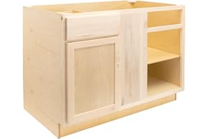 QUICKLOCK CABINETS Quicklock RTA (Ready-to-Assemble) | Base Kitchen Cabinets - Shaker Style | Made in America (Raw Maple, 42" Wx34.5 Hx24 D Blind Corner)