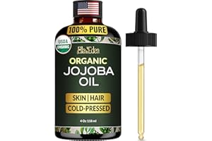 Ella & Eden Organic Jojoba Oil – USDA Certified, Cold-Pressed, 100% Pure & Unrefined, Hexane-Free Oil for Skin, Face, Hair & Nails – 4 Fl Oz Glass Bottle