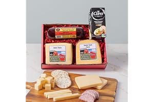 Wisconsin Cheese Company - Large Smoked Gouda Gift Box - 100% Wisconsin Original Gouda Cheese, Smoked Gouda Cheese, Sausage & Cracker Gift Box | Perfect for Parties, Charcuterie Boards and Birthday Gifts
