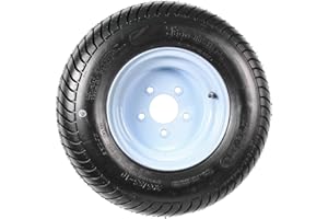 eCustomrim Trailer Tire On Rim 20.5 X 8 X 10 205/65-10 20.5X8.0-10 Load Range C 5 Lug White Wheel - 2 Year Warranty w/Free Roadside