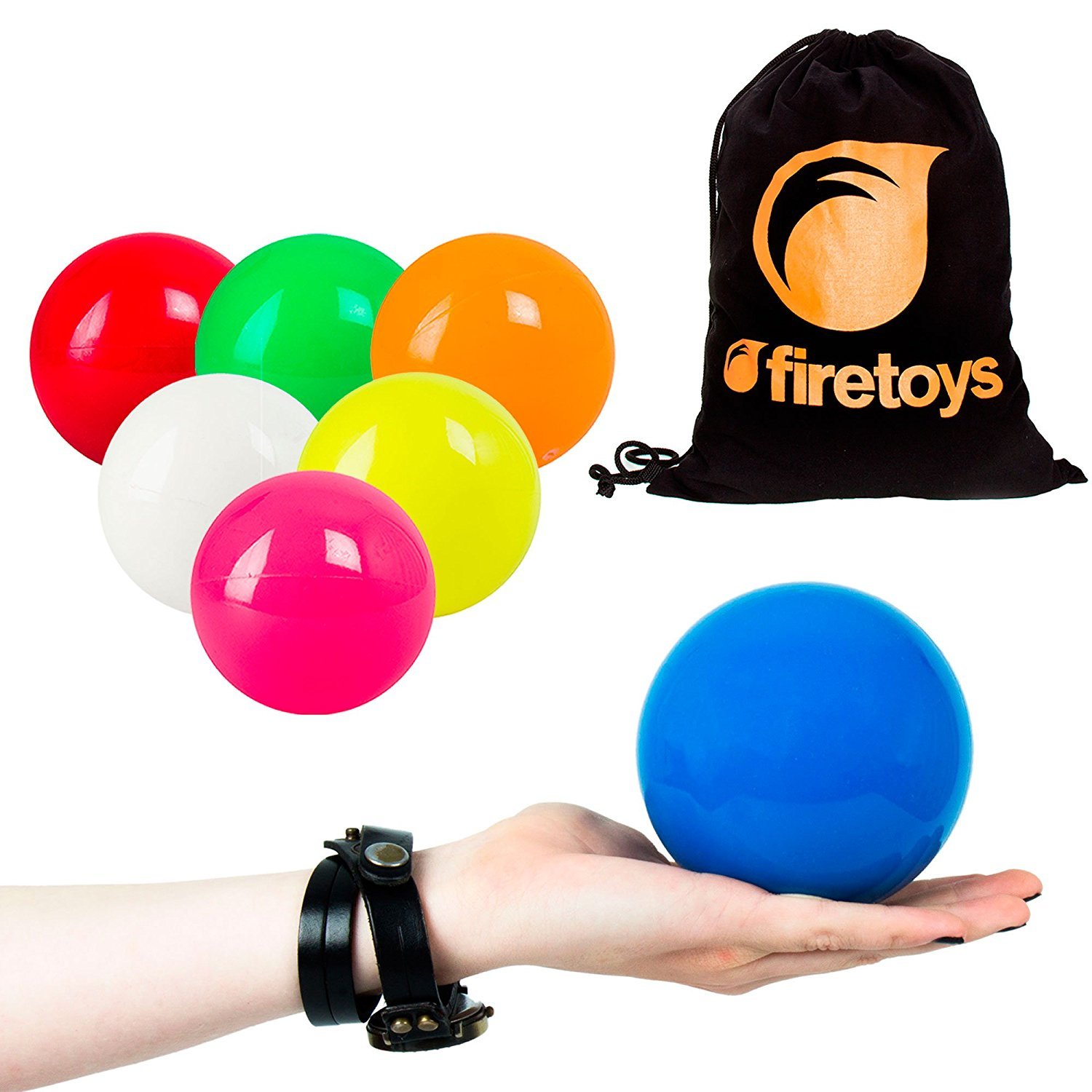 Play Sil-X 100mm Contact Juggling Ball + Firetoys® Bag, (UV Pink)