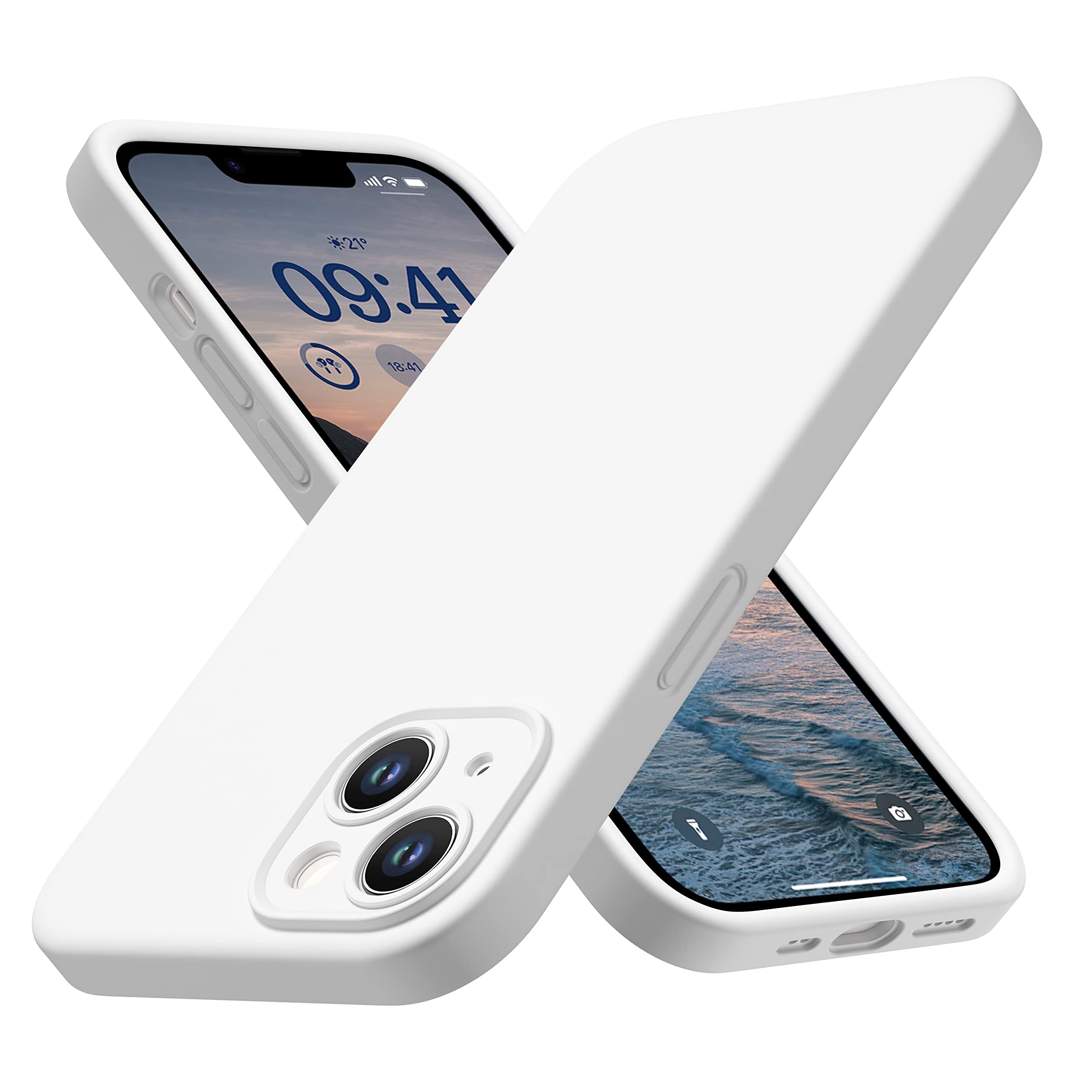 Photo 1 of CellEver Heavy-Duty Silicone Case for iPhone 14 [Camera Protection] [Anti-Oil Coating] Military Drop Protection, Soft Scratch-Free Interior, White