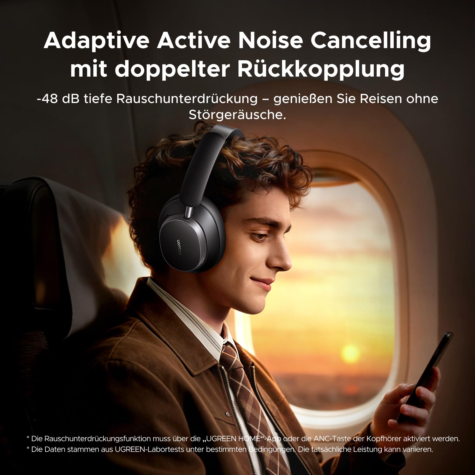 UGREEN Studio Pro kopfhörer Kabellos Bluetooth Over Ear mit Hybrid Adaptive Active Noise Cancelling, Bluetooth 6.0, Hi-Res Dual, LDAC, 120h Spielzeit, Spatial Audio, EQ in App, Duale Verbindung 3