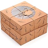 LemonRoad Thanksgiving 30 Pack Kraft Paper Bakery Boxes with Window, 9 x 9 x 3 Inches Brown Dessert Boxes for Thanksgiving Tables, Fall Harvest Parties, Birthday Supplies, Desserts, Cupcakes