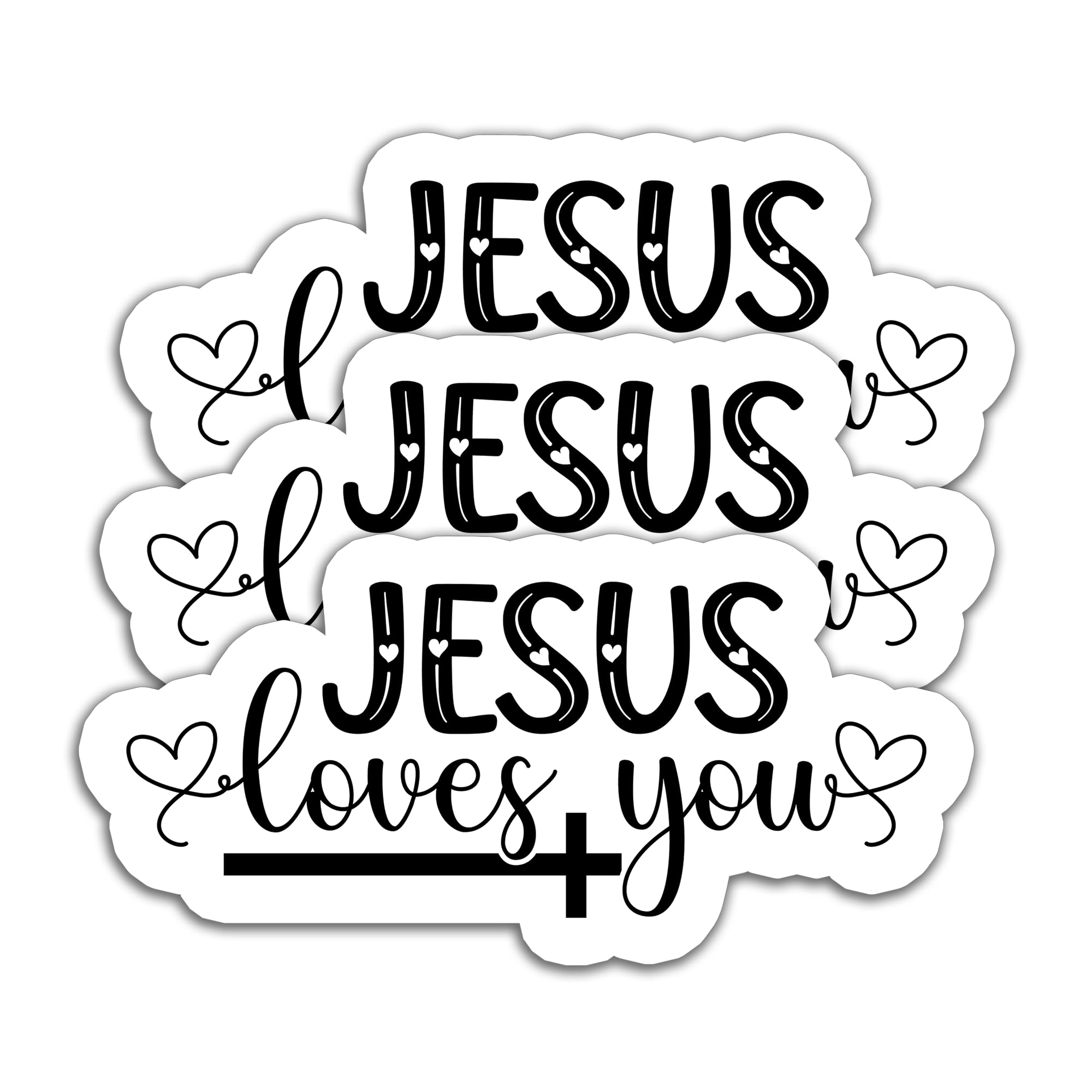Photo 1 of (3PCS) Jesus Loves You Sticker, Inspirational Jesus Cross Stickers Christian Bible Scripture Religious Sticker Decals Waterproof Vinyl Decal for Books Laptops Phones Tumblers Water Bottles, 3" x 1.5 "