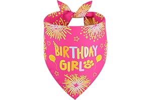 Agroon Dog Birthday Bandana Girl Pink XLarge 1PCS, Durable Triangle Reversible Scarf Bibs Handkerchief for Puppy Pet