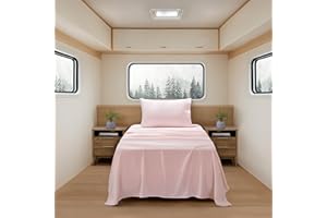 SWEET HOME COLLECTION Camping Sheets Twin Size - Outdoor Air Mattress Sheet Set – Built-in Corner Straps for Air Mattress & Camping Use – Designed for Inflatable Beds & Tailgate Sleepovers, Pale Pink