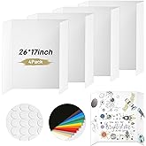 PSHVYM 4 Pcs Trifold Poster Board, 26 x 17 inch White Display Poster Boards | Cardboard Corrugated, Includes Double Glue Dots and Colored Cardstock for School Project, Science Fair, Business