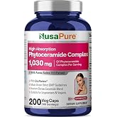 Phytoceramide Complex, Soy Free, 1030mg, 200 Veg Capsules - 100 Servings | Wheat-Derived Formula, 10:1 Avena Sativa Extract, BioPerine, Suitable for Adults, Made in cGMP Registered Facility USA