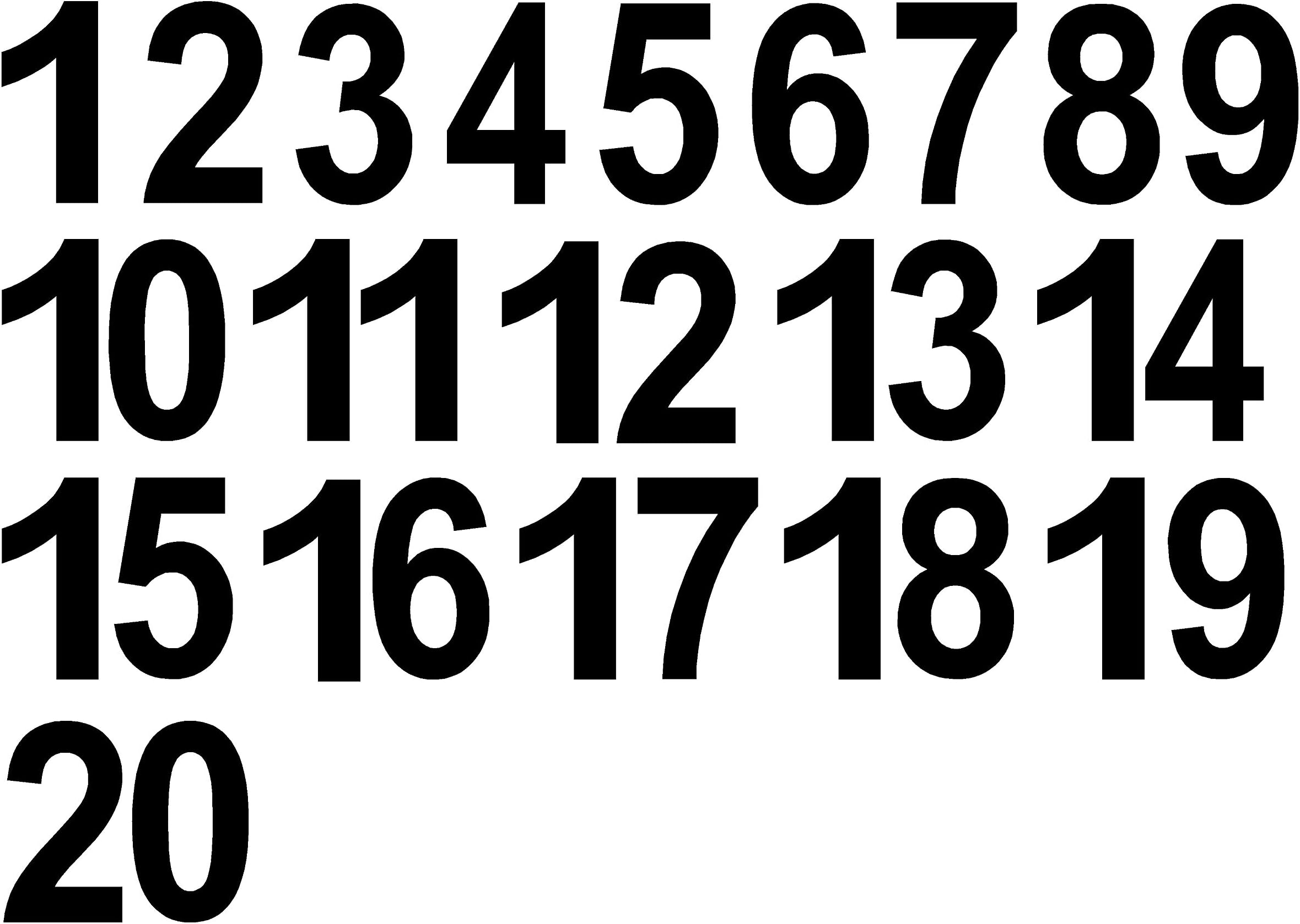 Black Numbers 1-20 Stickers Vinyl Decals Choose Size from 1" to 8" Indoor Outdoor Waterproof (Arial Bold V592) (6")