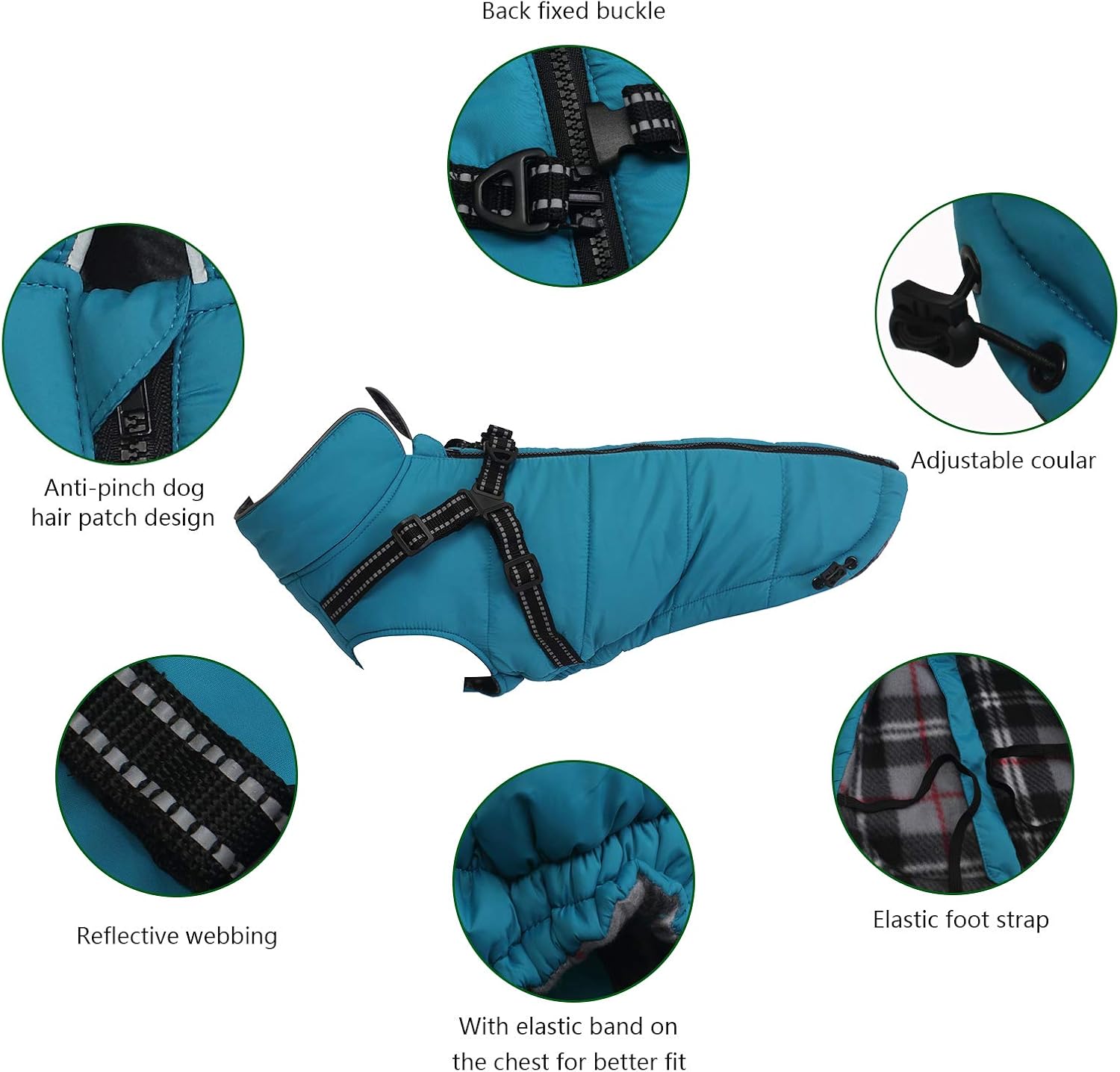 Warm Pet Dog Coats and Jackets for Dogs,Waterproof Reflective Pet Dog Harness Vest Winter Dogs Clothes with Chest Strap for Outdoor Walking-Blue-XS - Image 5