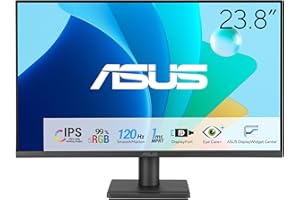 ASUS 24” 1080P Eye Care Monitor (VA249QG) - IPS, Full HD, 99% sRGB, Frameless, 120Hz, Adaptive-Sync, 1ms, Speakers, HDMI, DisplayPort, VGA, Low Blue Light, Flicker Free, Wall Mountable, 3 yr Warranty