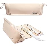 Aerotrunk Hair Tools Organizer - Hot Hair Tools Travel Bag with Heat Resistant Mat, Large Capacity Pouch for Flat Irons, Curling Wands, Hair Dryers - Beige