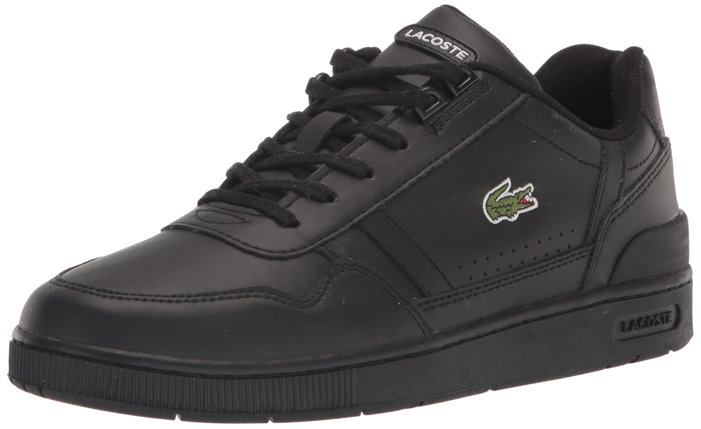 Lacoste Unisex-Child T-Clip Sneaker, Blk/Blk, 3.5 Big Kid