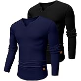 JMIERR Mens Long Sleeve Muscle T Shirts Casual V-Neck Longline Ribbed Tee Shirts
