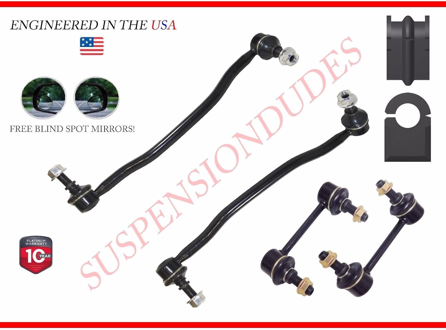New 6PC Front & Rear Sway Bar Links + Front Bushings for