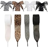 HFEOIEN 4 pair Ribbon Shoe Laces for Women's Sneakers Ideal Choice for Cute Style Solving Boring Footwear Problems Set Includes Black and White Silk Plaid Design Leopard Print 47 In Long