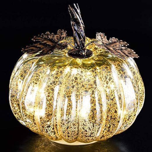 Amazon Com Denlix Mercury Glass Pumpkin Lights Fall Decor
