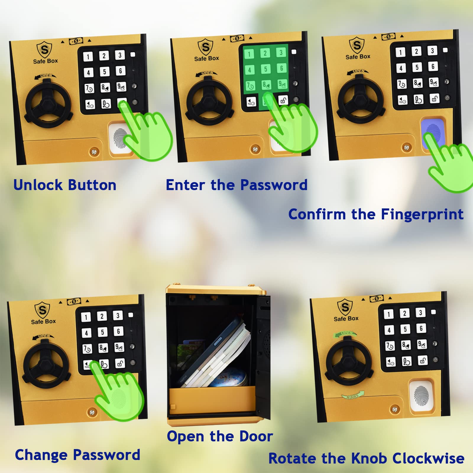 Kids Safe Bank with Fingerprint Password Talking Money Bank for Real Money Cool Stuff Gift for 5-14 Years Old Boys Girls