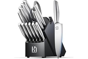 Knife Set Premium, Japanese 14 PCS Kitchen Knife Set with Block and Built-in Sharpener High Carbon Stainless Steel, Ultra Sha