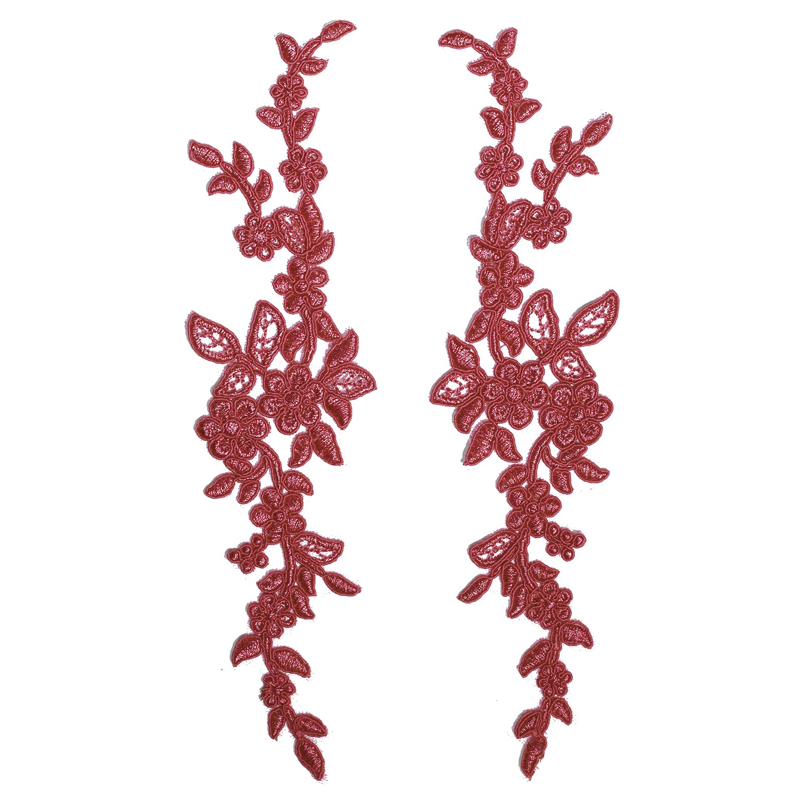 4 x Pieces Corded Lace Applique Wedding Motif Sew On #30 A (Burgundy) — image 1