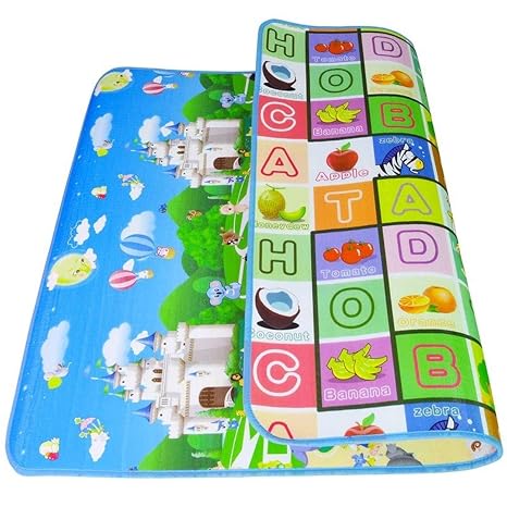 FOBHIYA International Super Premium Quality Play Mat for Baby Learning Both Sides Printed (Multicolor) with Carrying Bag.