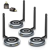 AIMIBO Wireless HDMI Transmitter and 3 Receivers, 165FT(50M) Plug & Play HDMI Wireless Multiple TVs Extender with App Mirror, 5.8G @60Hz for Streaming from Laptop, Camera, TV Box, Neflix to Displays