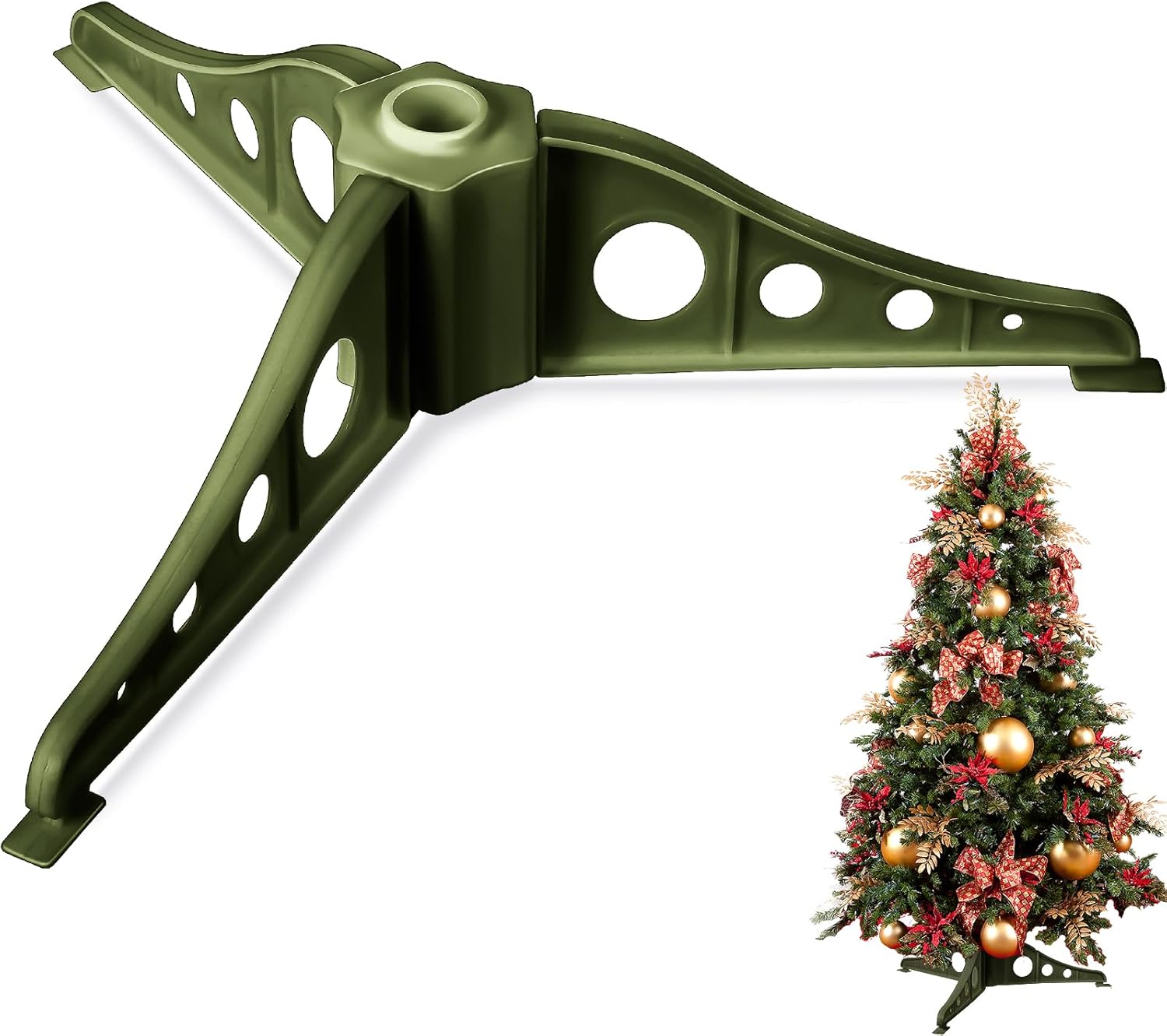 Tree Stands - Pangda Christmas Tree Stand Plastic Christmas Tree Legs Replacement Artificial Xmas Tree Base Artificial Tree Replacement Stand Plastic Base Stand Holder for Xmas Trees 0.75 in Diameter (Green)