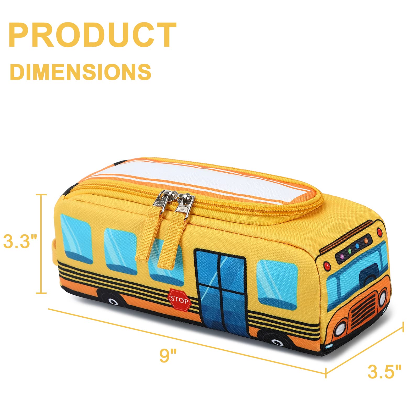 Cute Pencil Case for Kids Girls Boys Pencil Pouch kawaii Pen Pencil Box Bag Holder for School Students (Yellow School Bus)