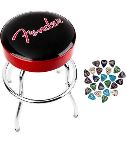 Amazon.com: Fender Red Sparkle Logo Swivel Barstool, Great